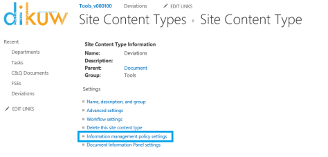 1. Content Type Information Management Policy Settings